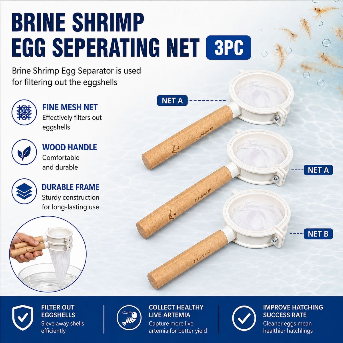 Brine Shrimp Egg Separator Net Set 2pc or 3pc - Image 5